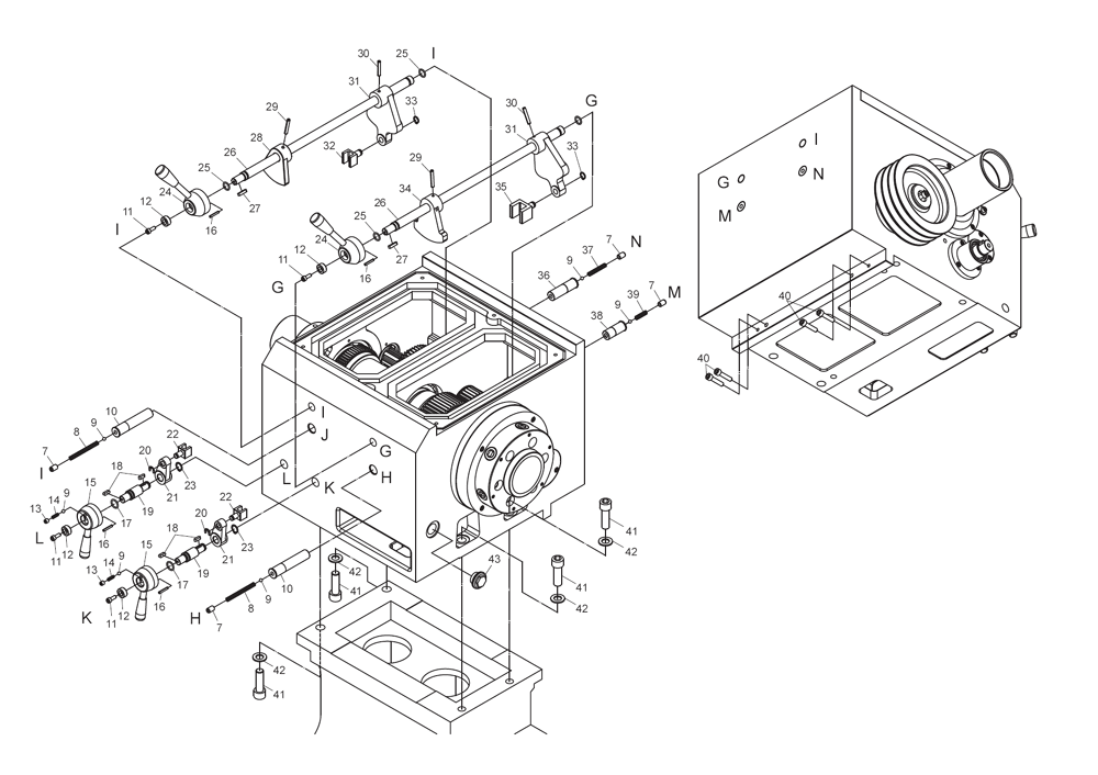 Fig-0 Diagram and Parts List for EGH-1740 892509 Jet Lathe