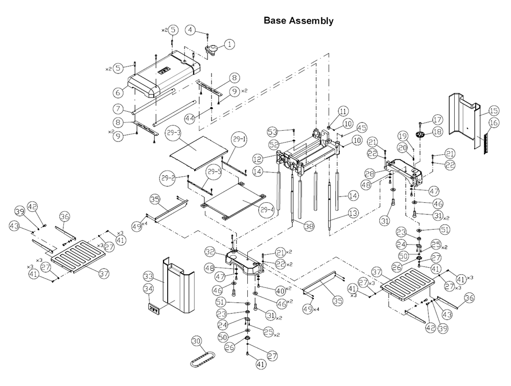 Fig-0 Diagram and Parts List for 722130  Jet Planer Jointer