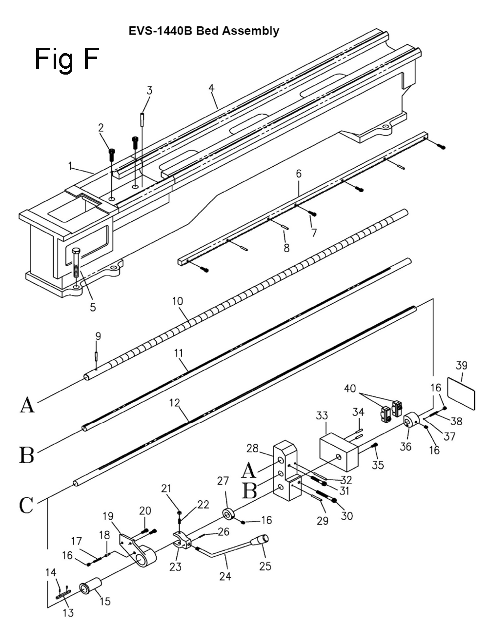 Fig-12 Diagram and Parts List for 311450  Jet Lathe