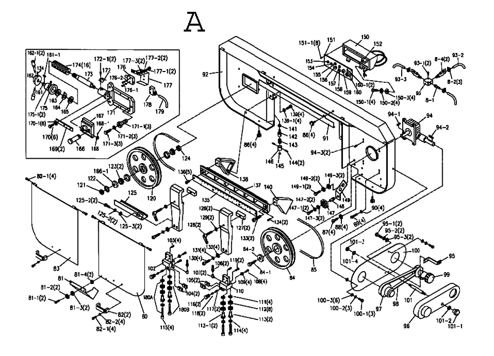 Fig-1 Diagram and Parts List for 414471  Jet Table Saw