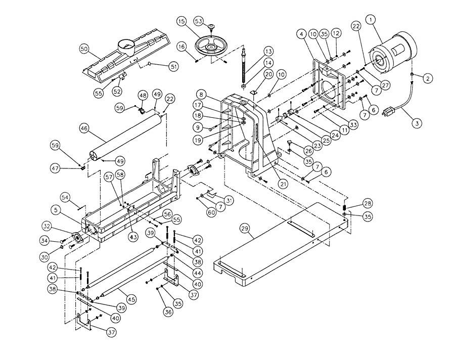 Drum Head Assembly Diagram and Parts List for 649004K 22-44 Jet Sander