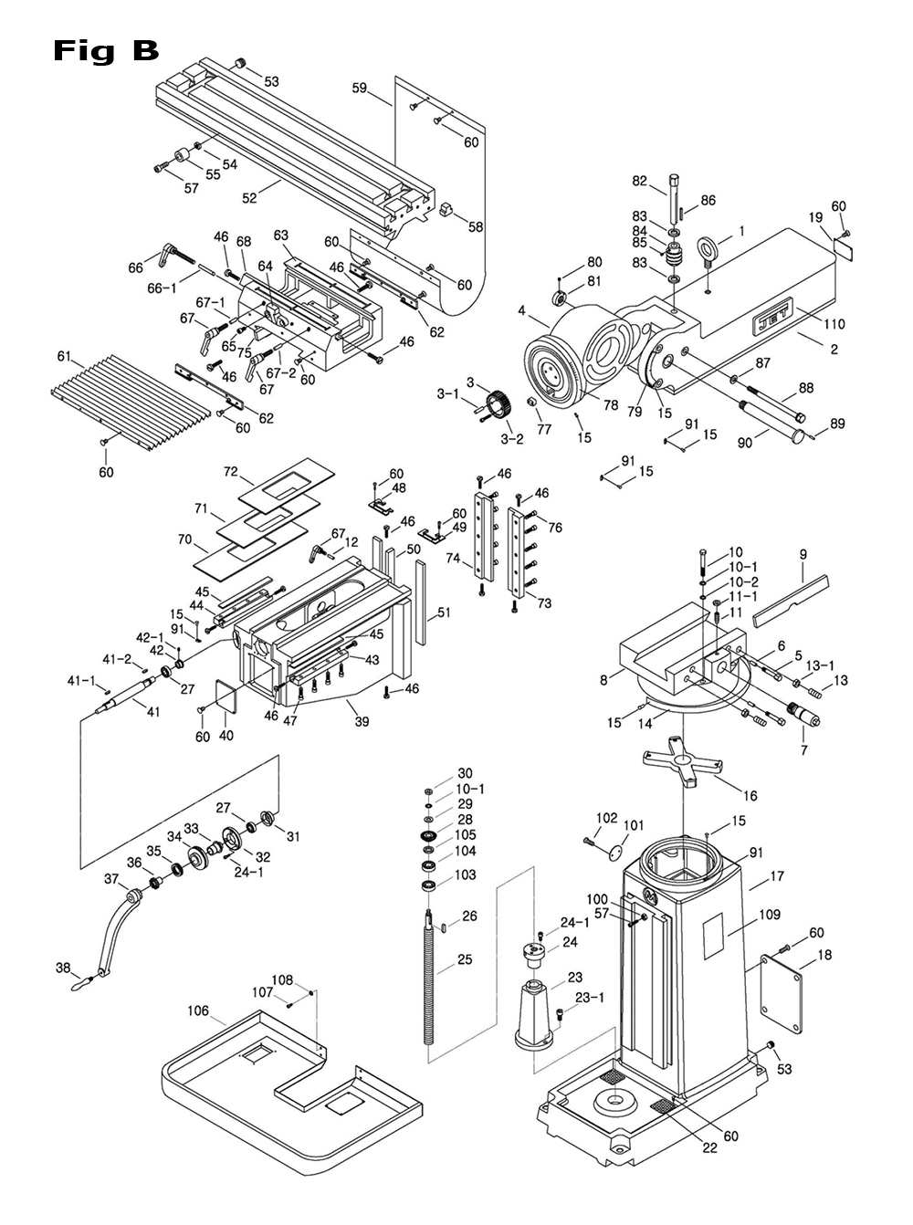 Fig-4 Diagram and Parts List for 698123  Jet Mill