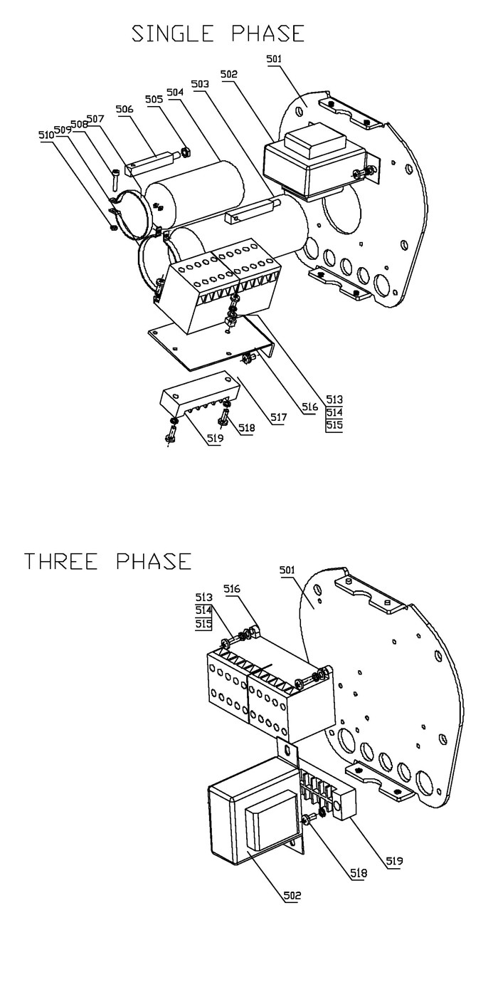Electrical Components Diagram and Parts List for 262250 5ET-3C Jet Hoist & Winch