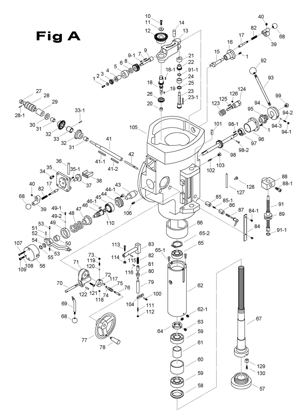 Fig-3 Diagram and Parts List for 698154  Jet Mill