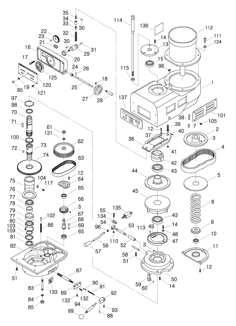 Fig-0 Diagram and Parts List for 698171  Jet Mill