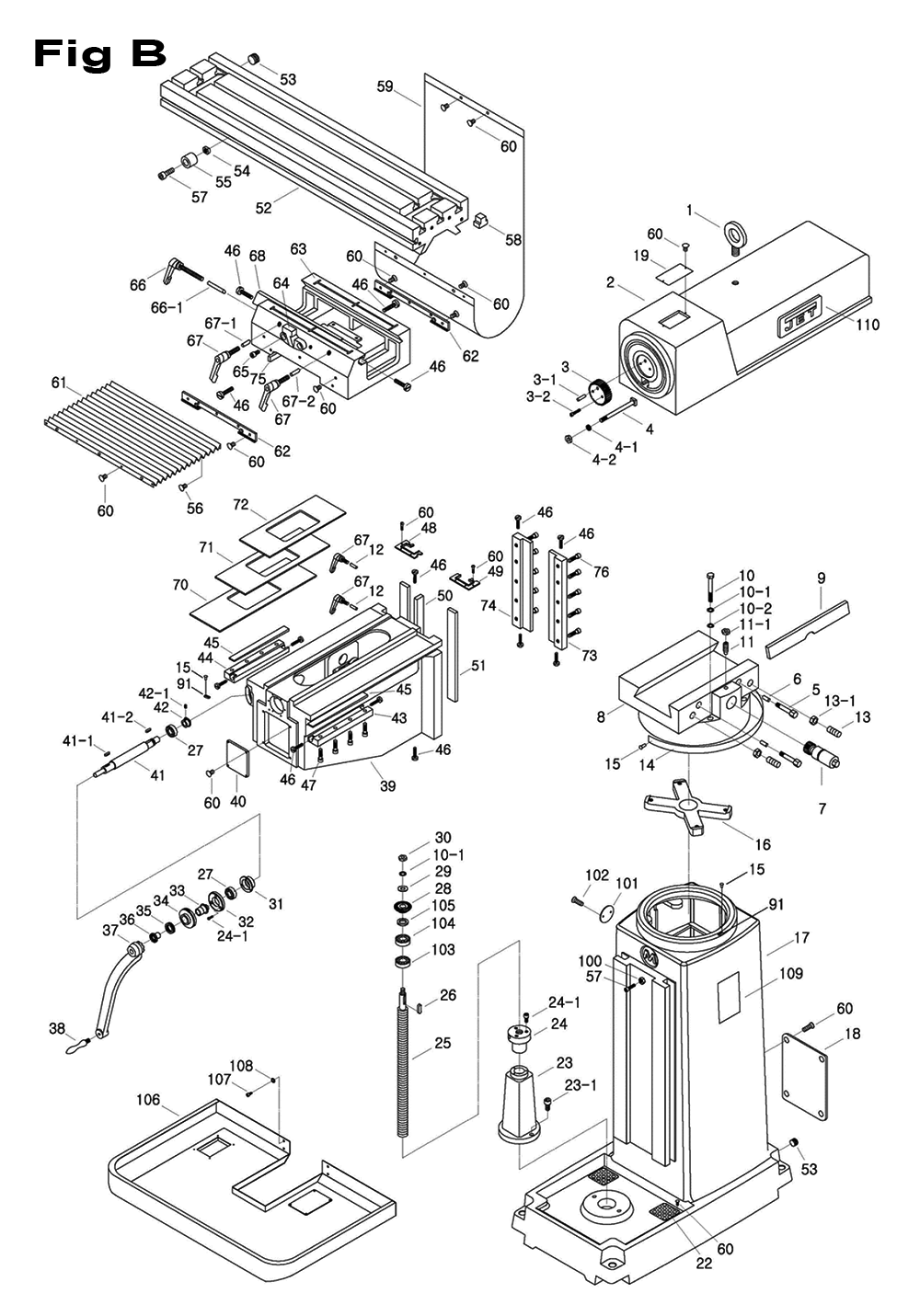Fig-6 Diagram and Parts List for 698060  Jet Mill