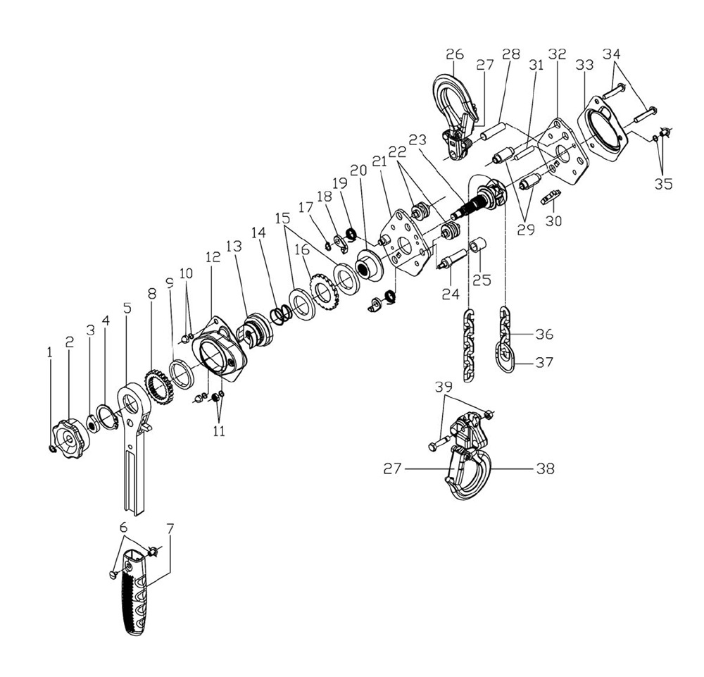 Page 1 Diagram and Parts List for 187506  Jet Hoist & Winch