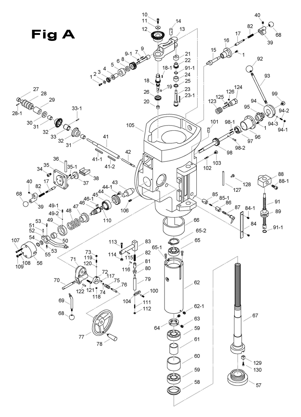 Fig-1 Diagram and Parts List for 698081  Jet Mill