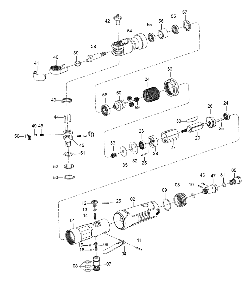 Fig-0 Diagram and Parts List for 505313  Jet Ratchet
