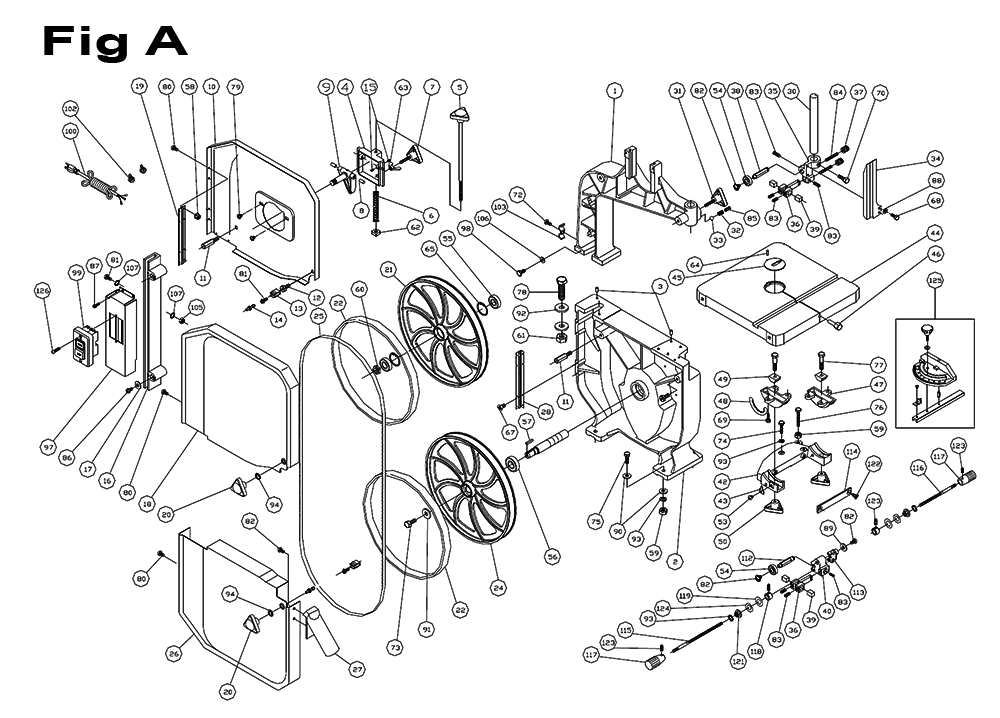 Fig-4 Diagram and Parts List for 414504C  Jet Table Saw