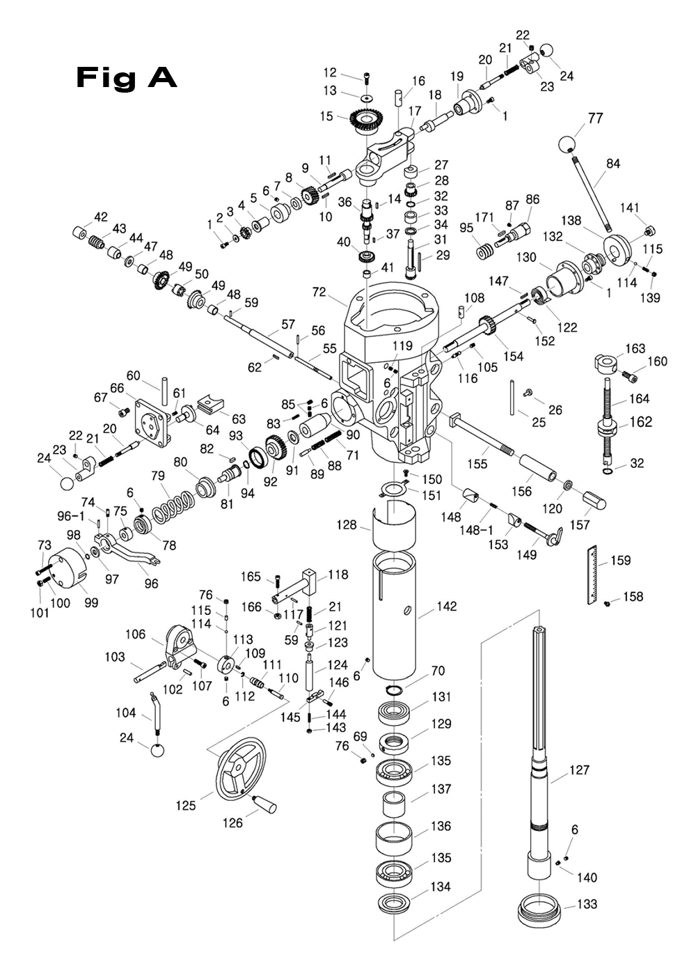 Fig-1 Diagram and Parts List for 698114  Jet Mill