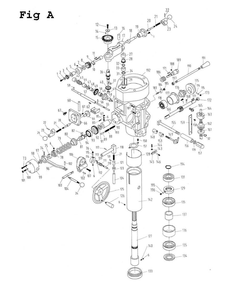 Fig-1 Diagram and Parts List for JTM-4VS 690068 Jet Mill