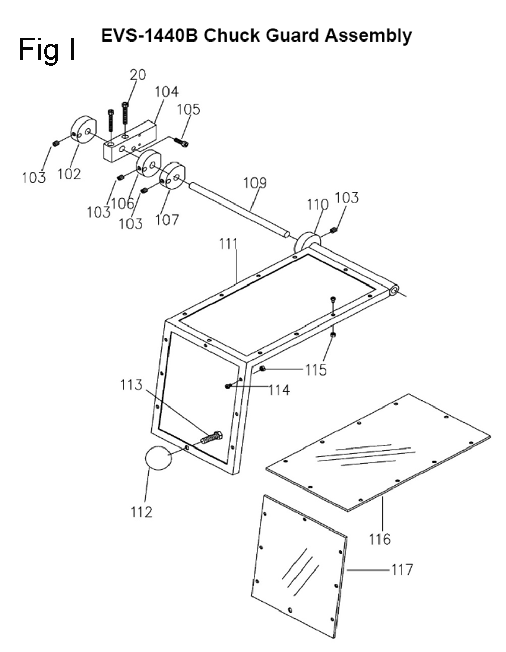 Fig-15 Diagram and Parts List for 311450  Jet Lathe