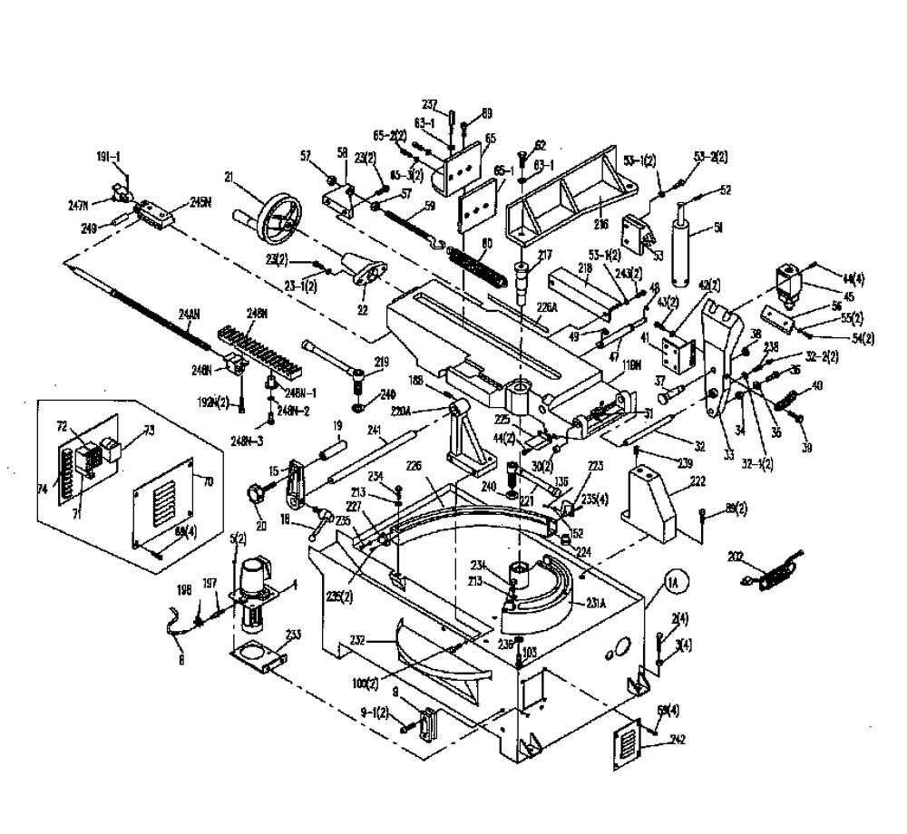 Fig-0 Diagram and Parts List for 414479  Jet Table Saw