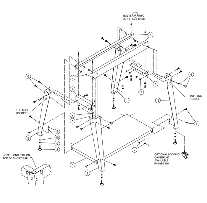 Open Stand Diagram and Parts List for 649004K 22-44 Jet Sander