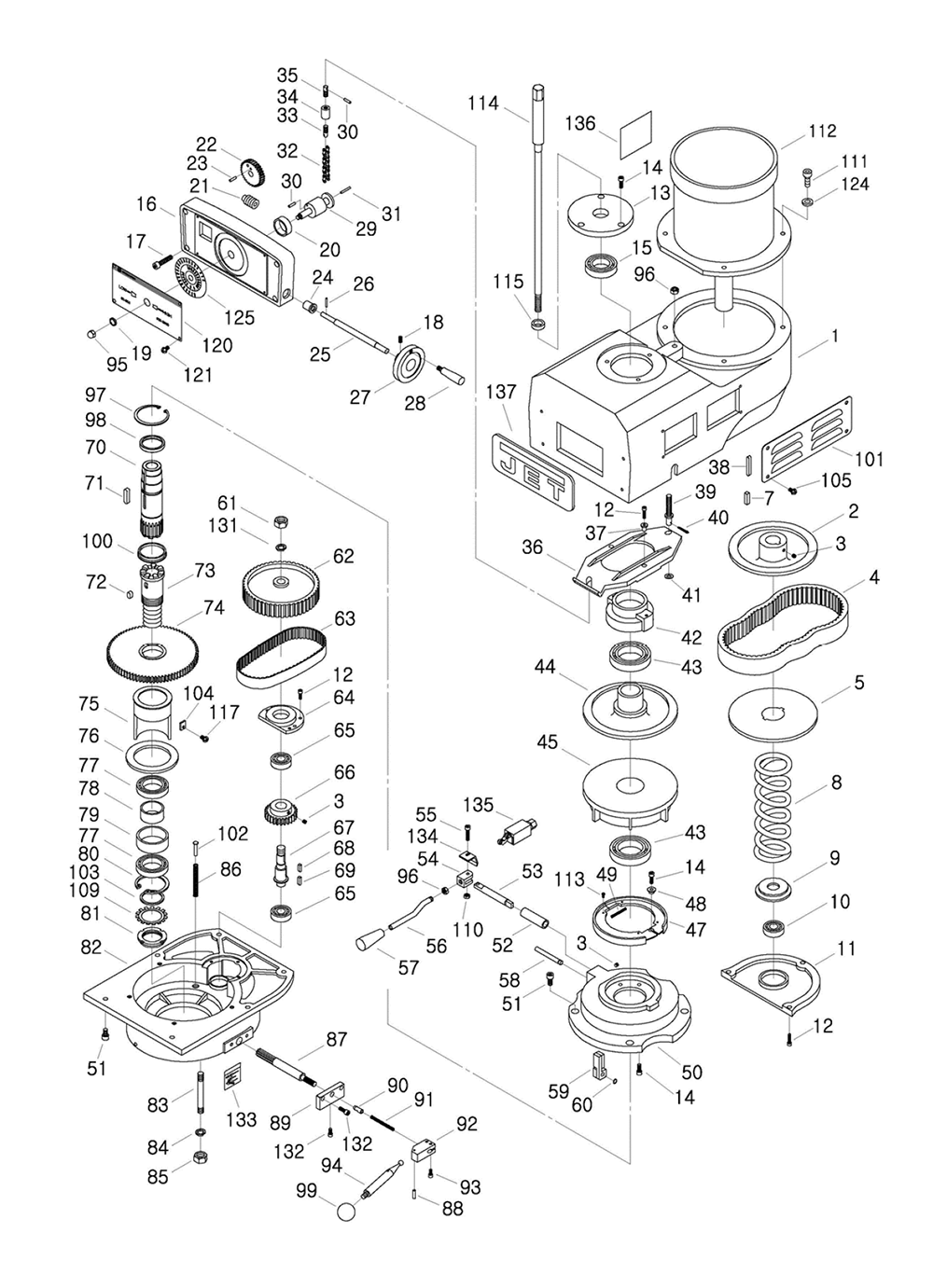 Fig-0 Diagram and Parts List for 698081  Jet Mill