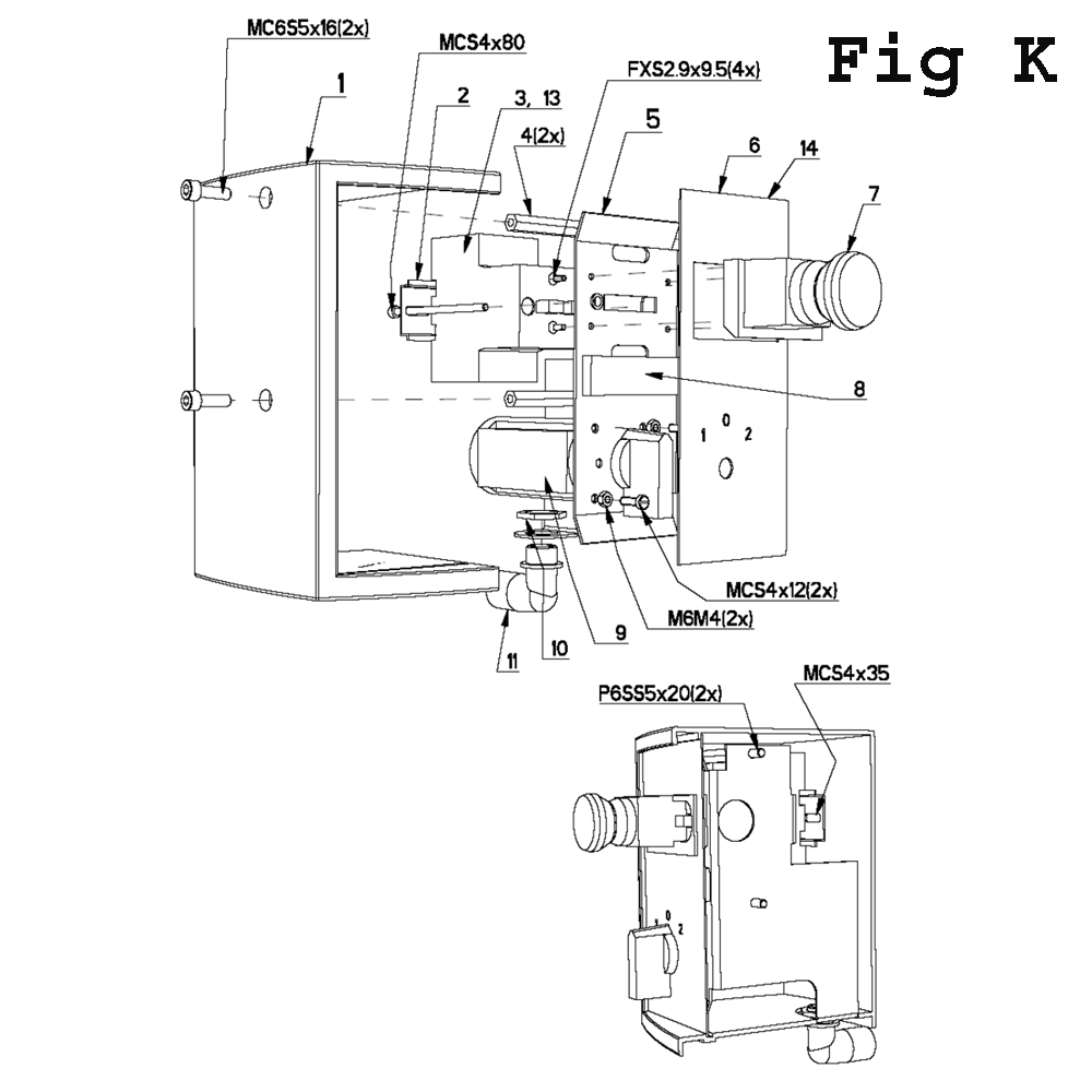 Fig-7 Diagram and Parts List for J-A2608M-PF4 354031 Jet Drill Press