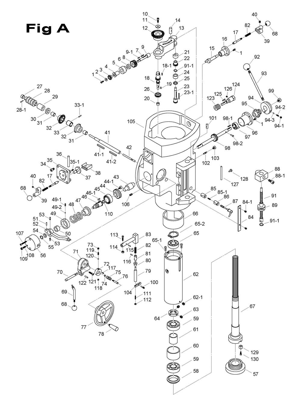 Fig-3 Diagram and Parts List for 698067  Jet Mill