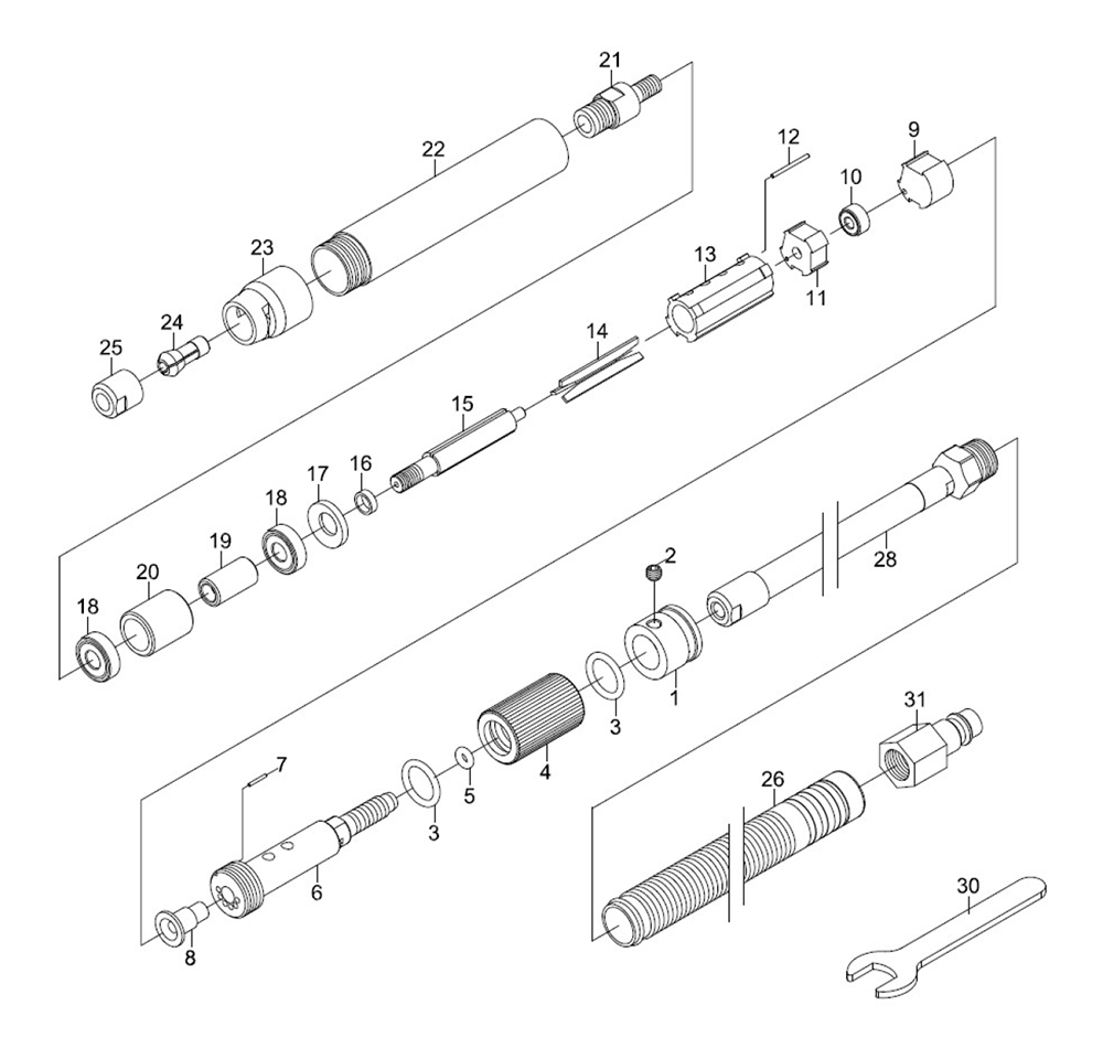 Fig-0 Diagram and Parts List for 505400  Jet Grinder