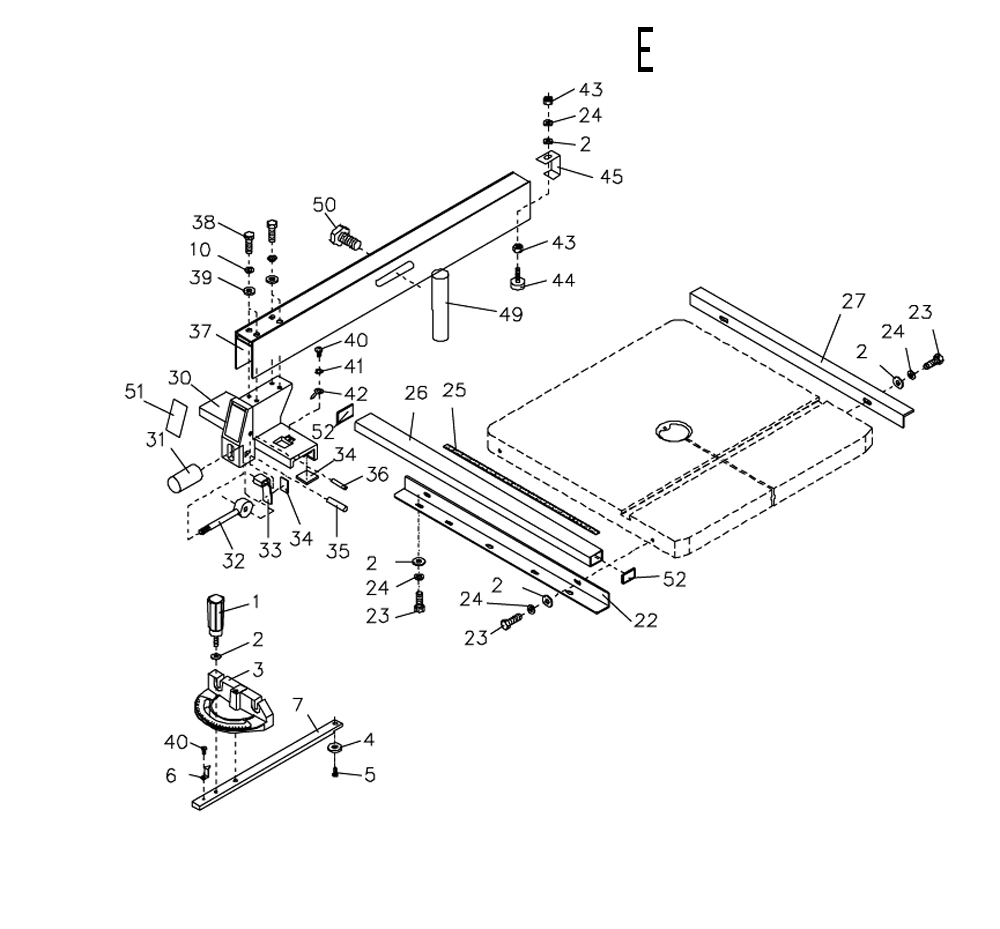 Fig-4 Diagram and Parts List for 708749B  Jet Table Saw