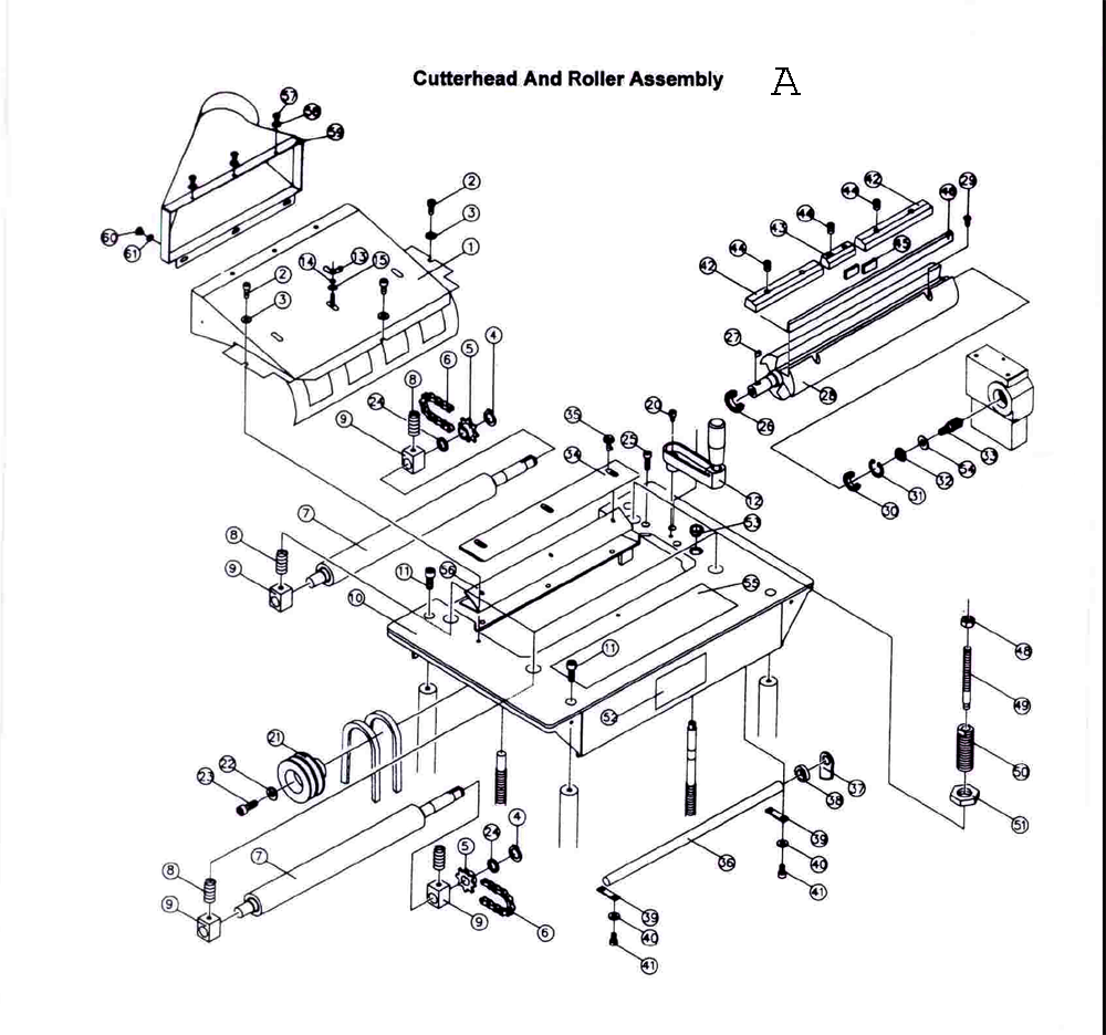 Fig-1 Diagram and Parts List for 708524  Jet Planer Jointer