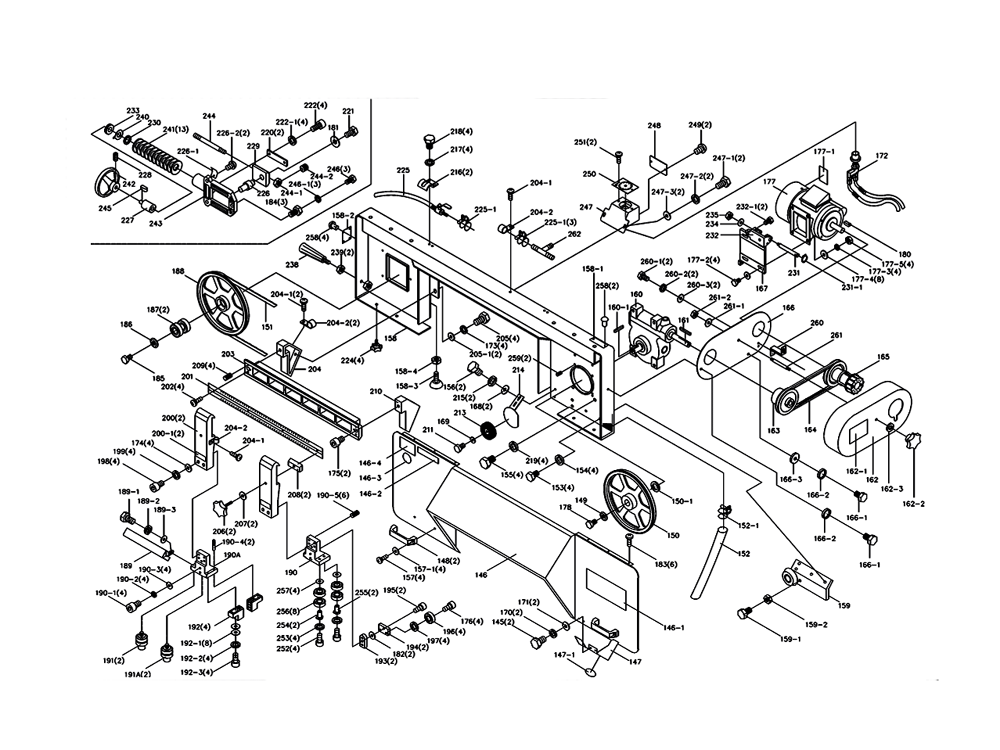 Fig-1 Diagram and Parts List for 414475  Jet Table Saw