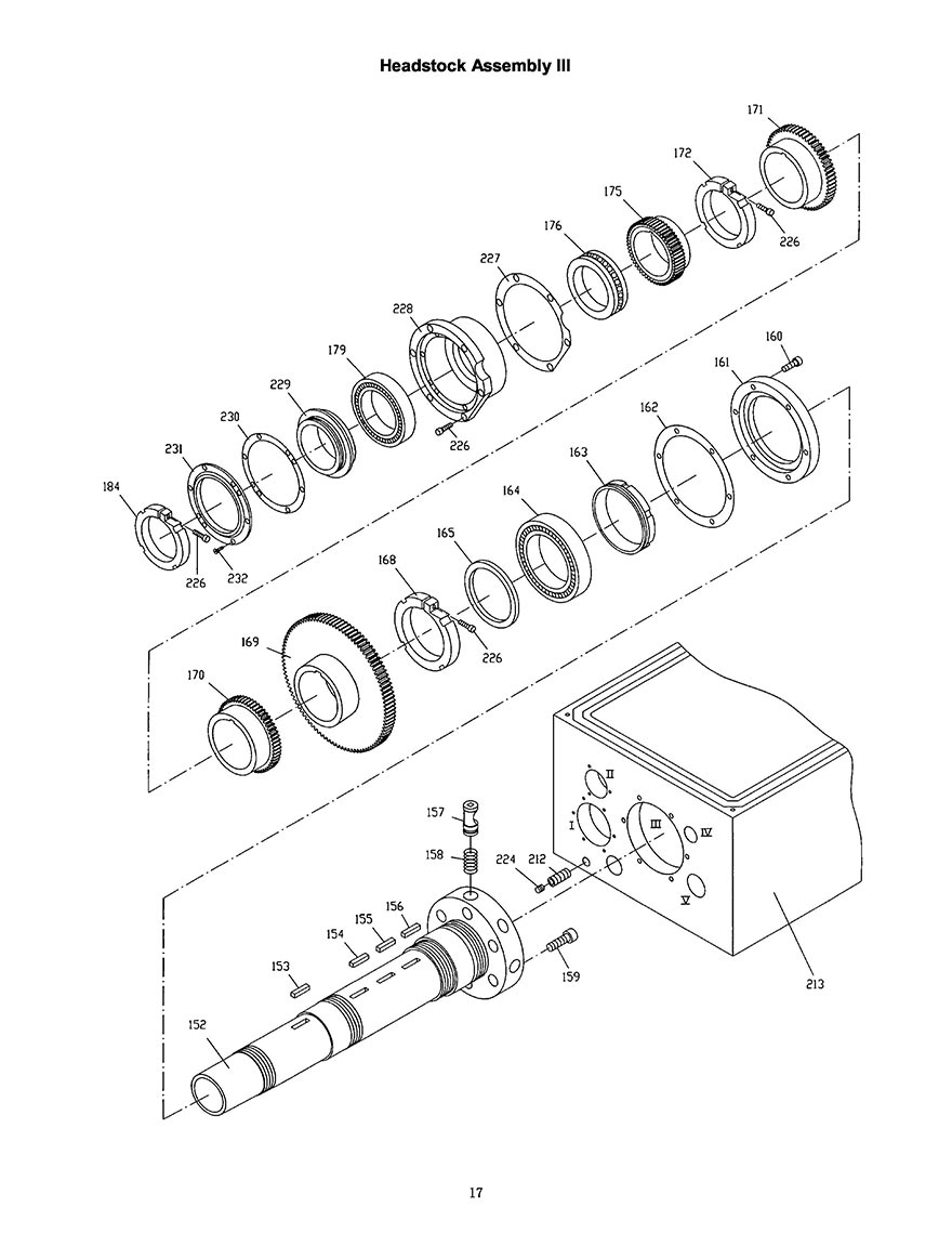 Headstock Assembly Iii Diagram and Parts List for 321139 ZX Jet Lathe