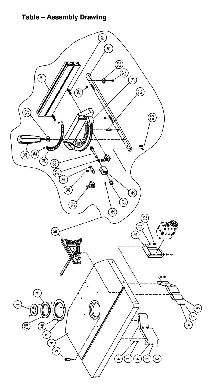 Table Diagram and Parts List for 1280102C PM2700 Jet Shaper