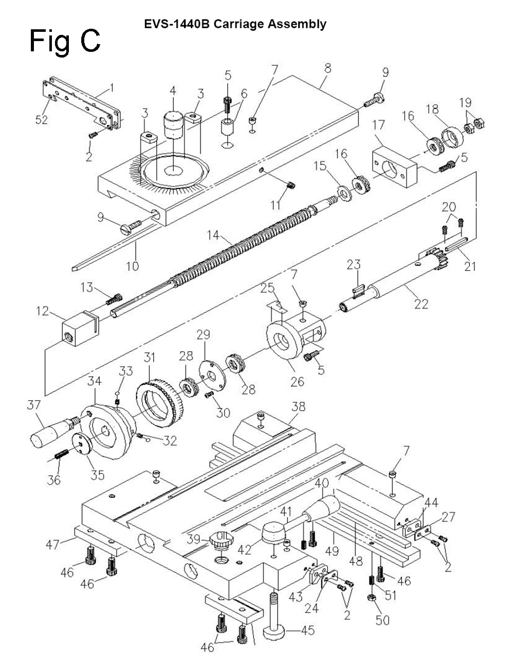 Fig-9 Diagram and Parts List for 311450  Jet Lathe