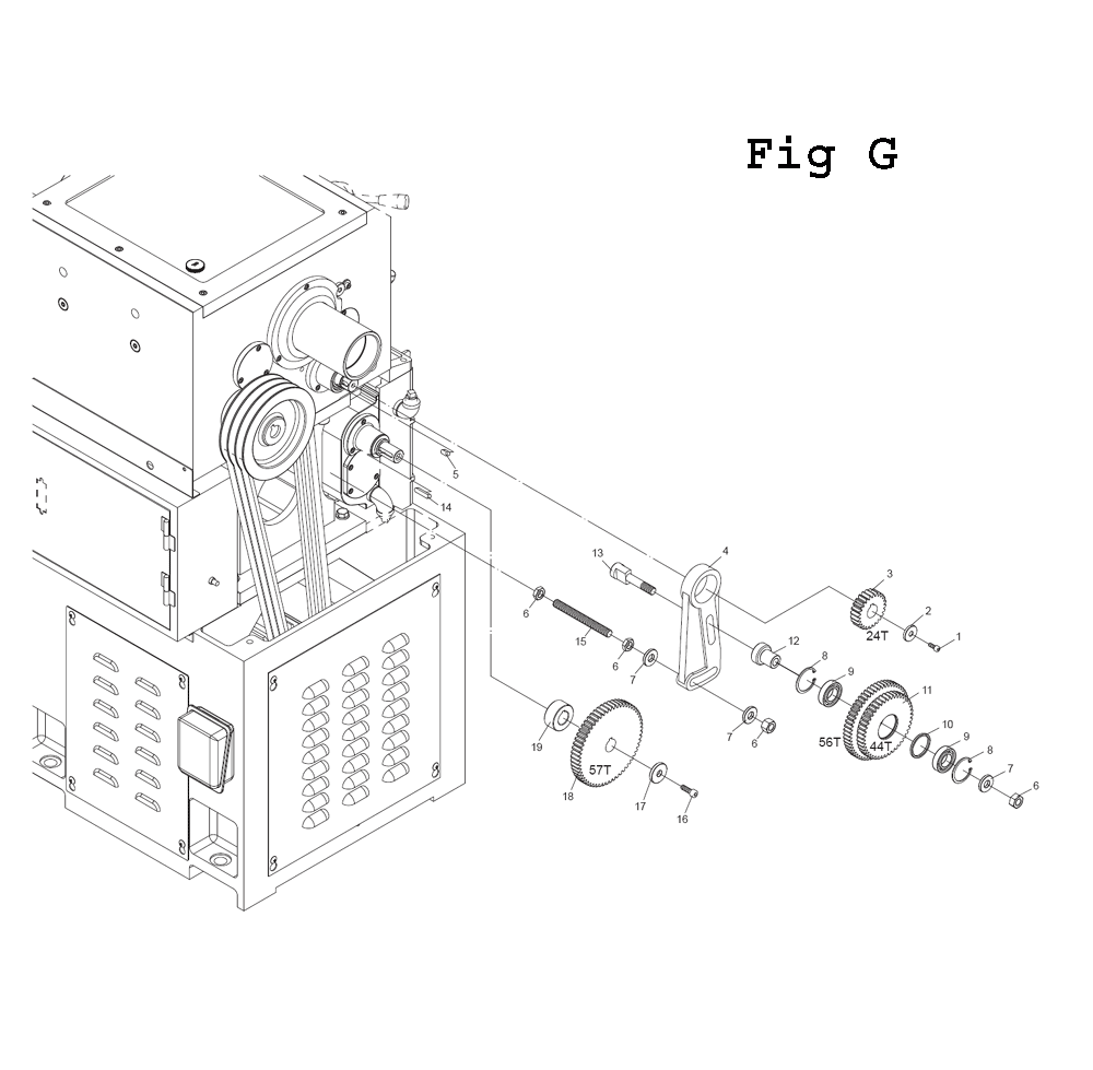 Fig-12 Diagram and Parts List for EGH-1740 892509 Jet Lathe