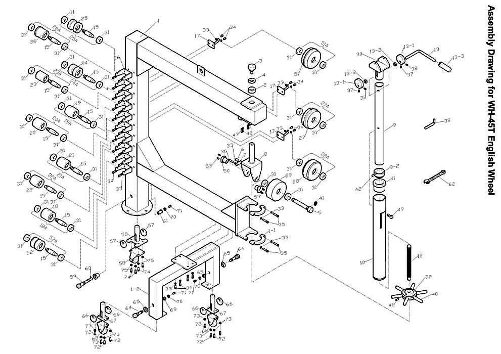 Page 1 Diagram and Parts List for 756151-WH-45T  Jet Metal Work & Weld