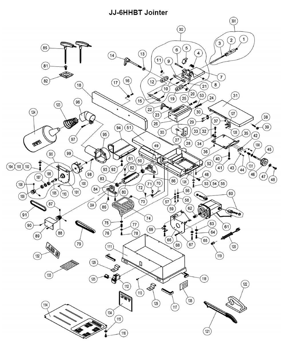 Fig-0 Diagram and Parts List for 718600  Jet Planer Jointer