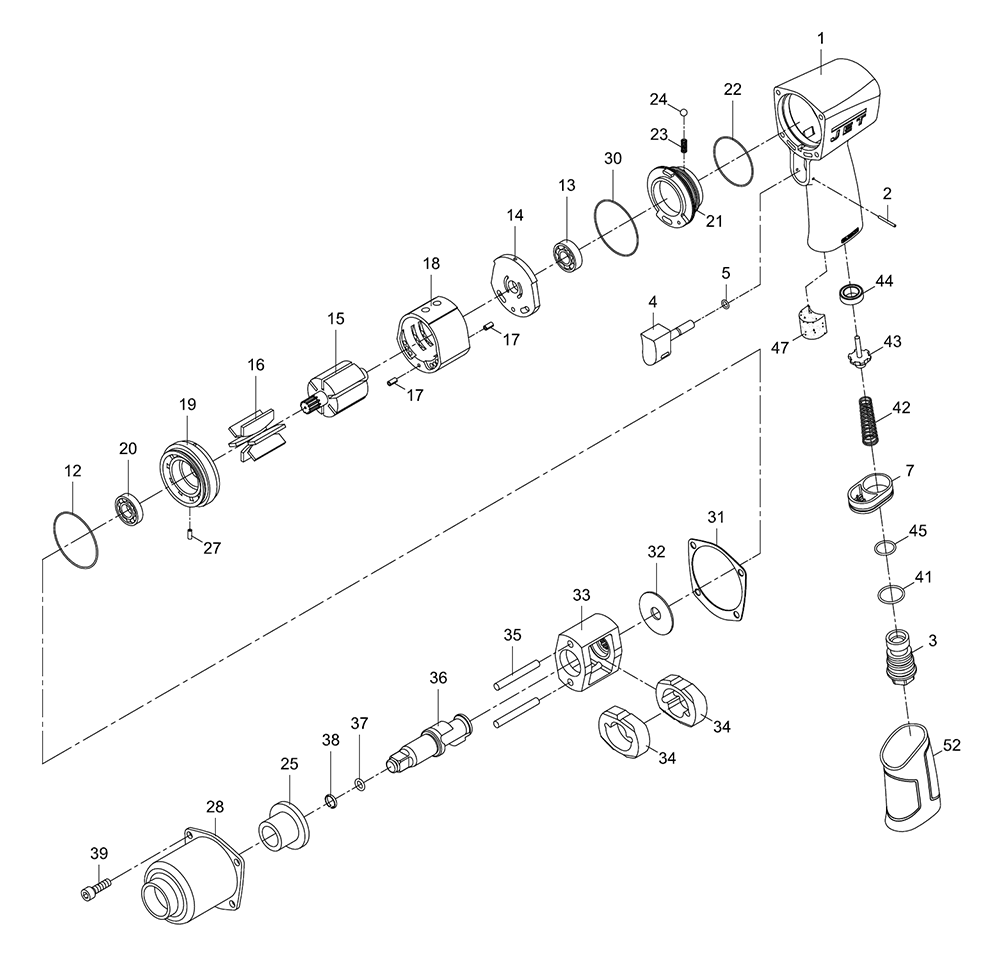 Fig-0 Diagram and Parts List for 505101  Jet Wrench