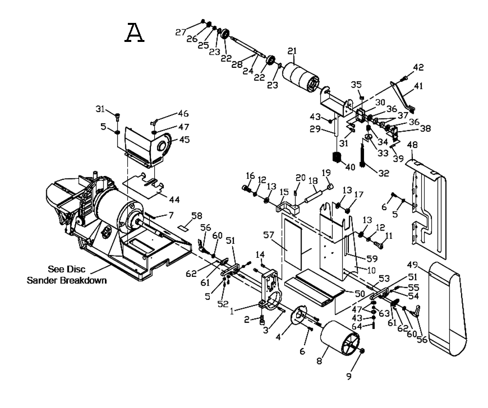 Fig-1 Diagram and Parts List for 708595  Jet Sander Grinder