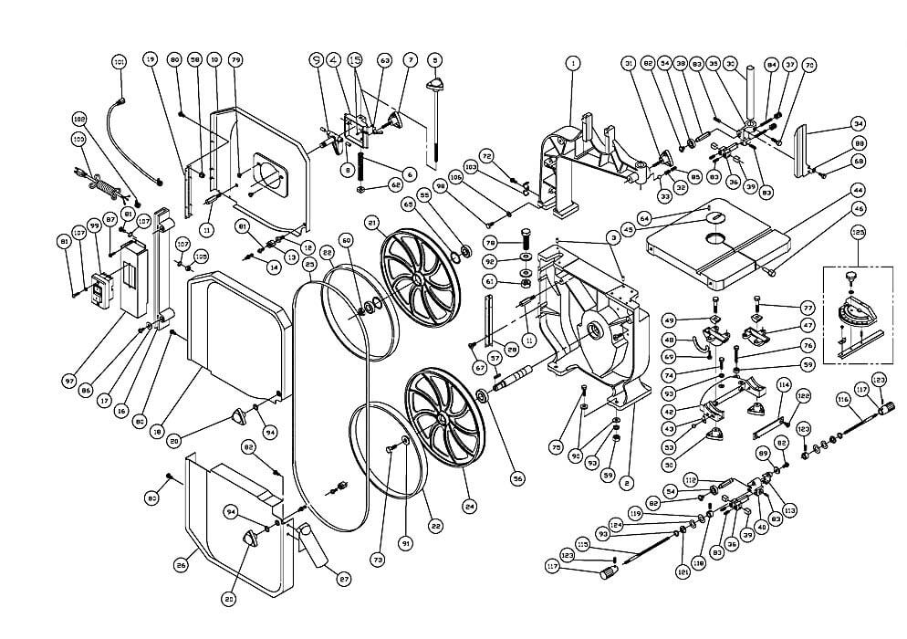 Saw Head Diagram and Parts List for J-8203K  Jet Band Saw