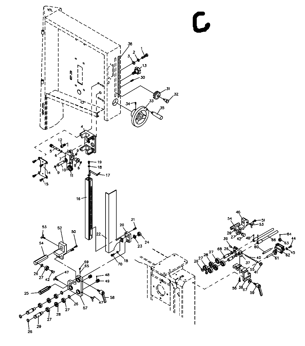 Fig-2 Diagram and Parts List for 710751B  Jet Table Saw