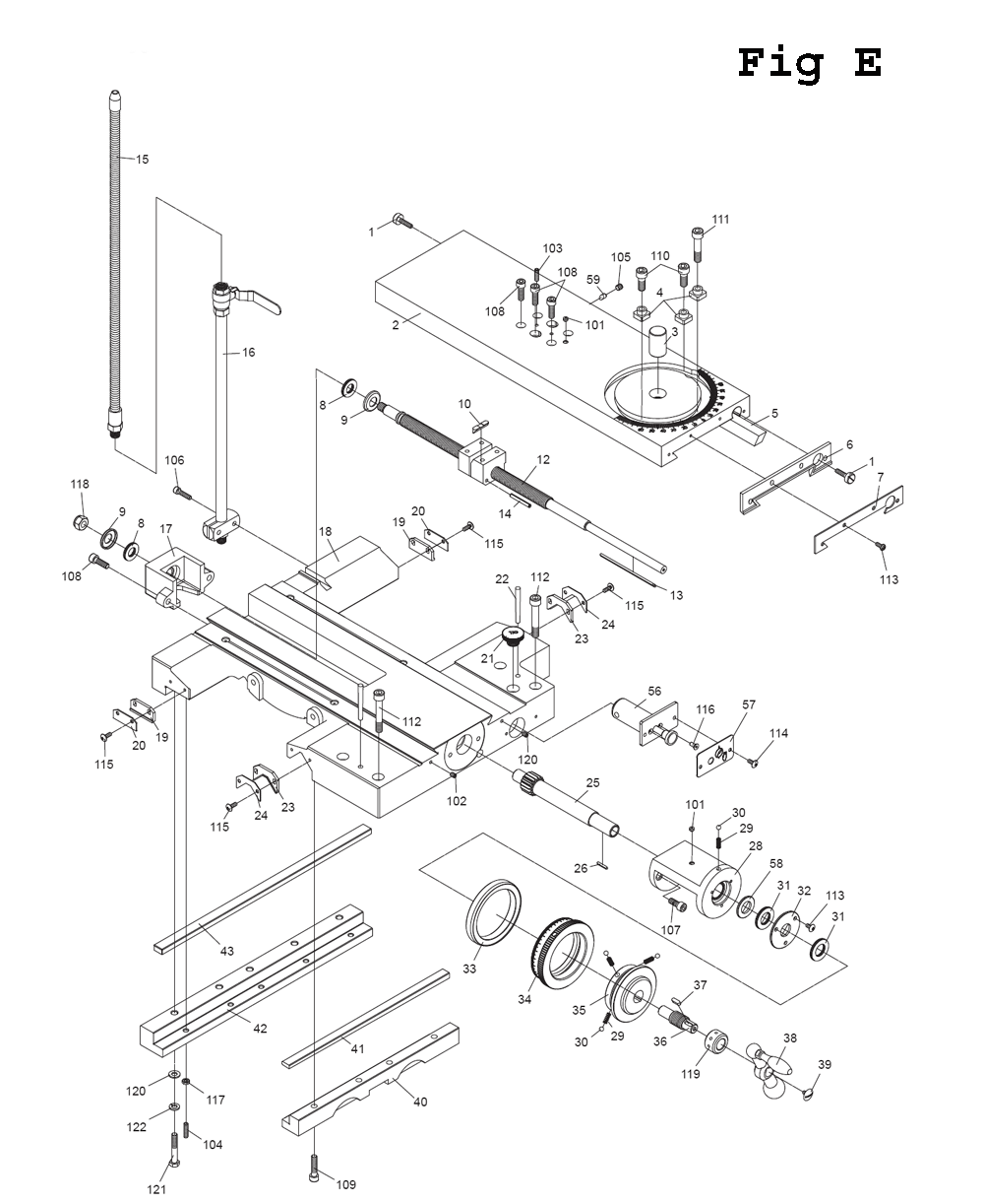 Fig-9 Diagram and Parts List for EGH-1740 892509 Jet Lathe