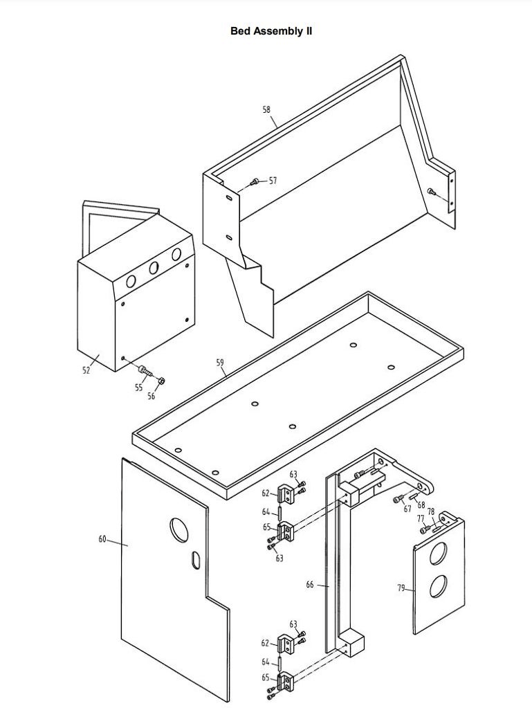 Bed Assembly I I Diagram and Parts List for 321459 GH-1340W Jet Lathe