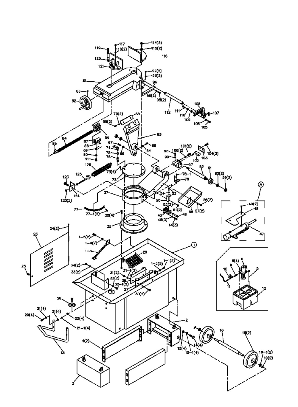 Fig-0 Diagram and Parts List for 413452  Jet Table Saw