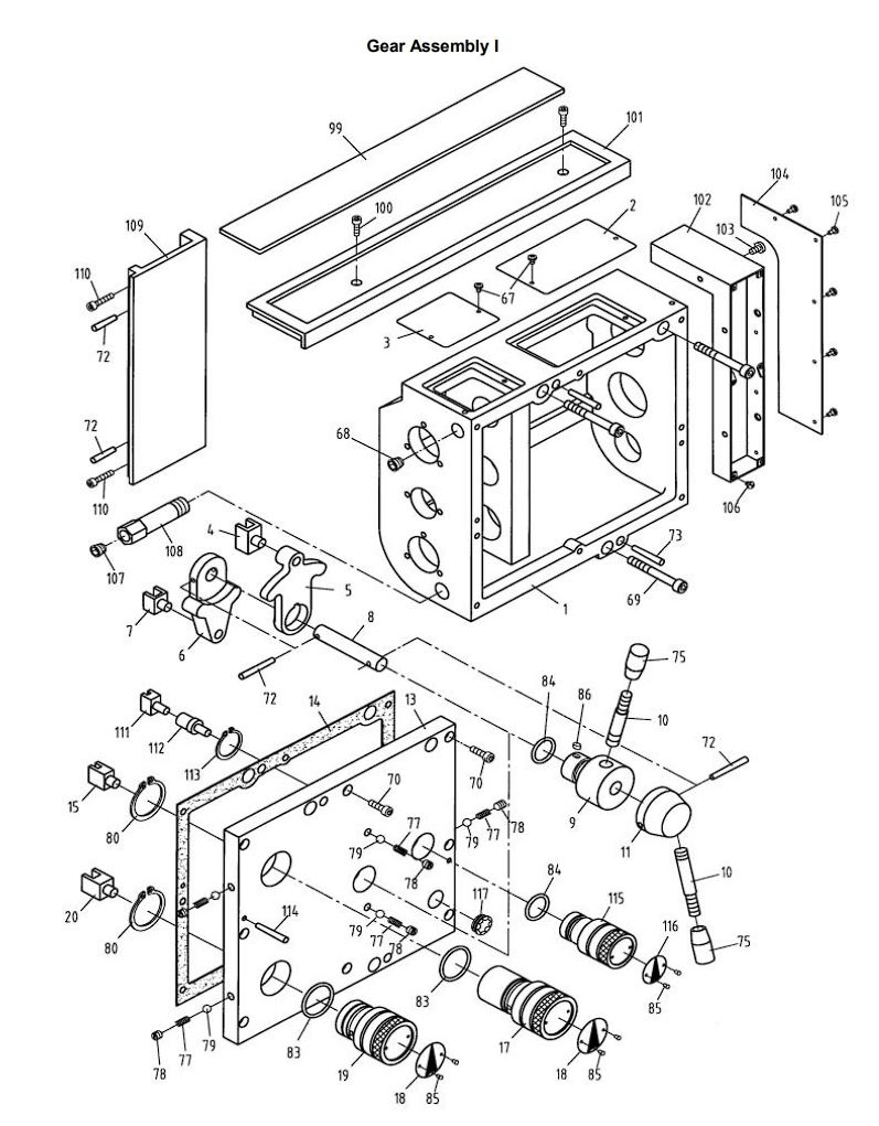 Gear Assembly I Diagram and Parts List for 321459 GH-1340W Jet Lathe