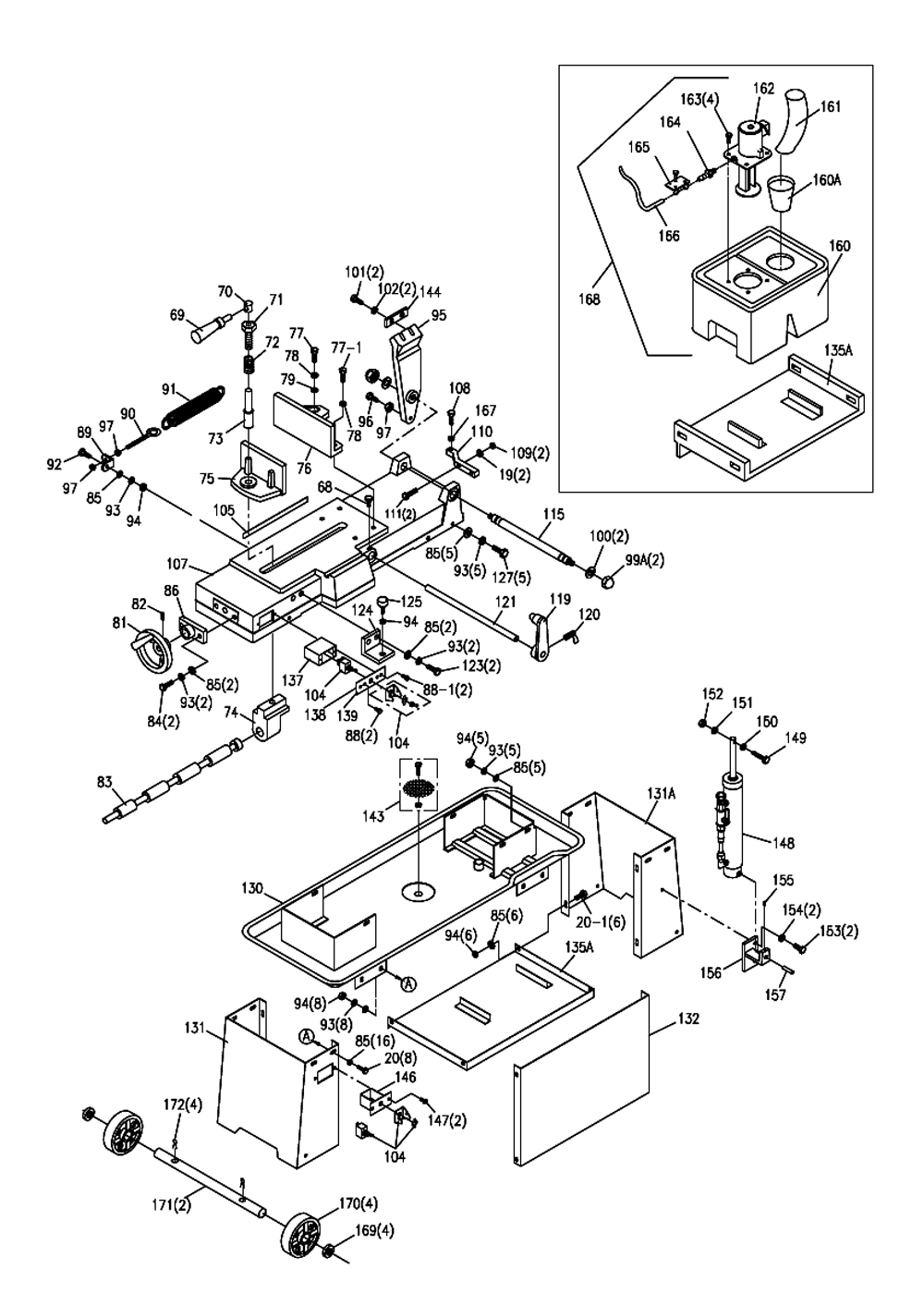 Fig-1 Diagram and Parts List for 414455  Jet Table Saw