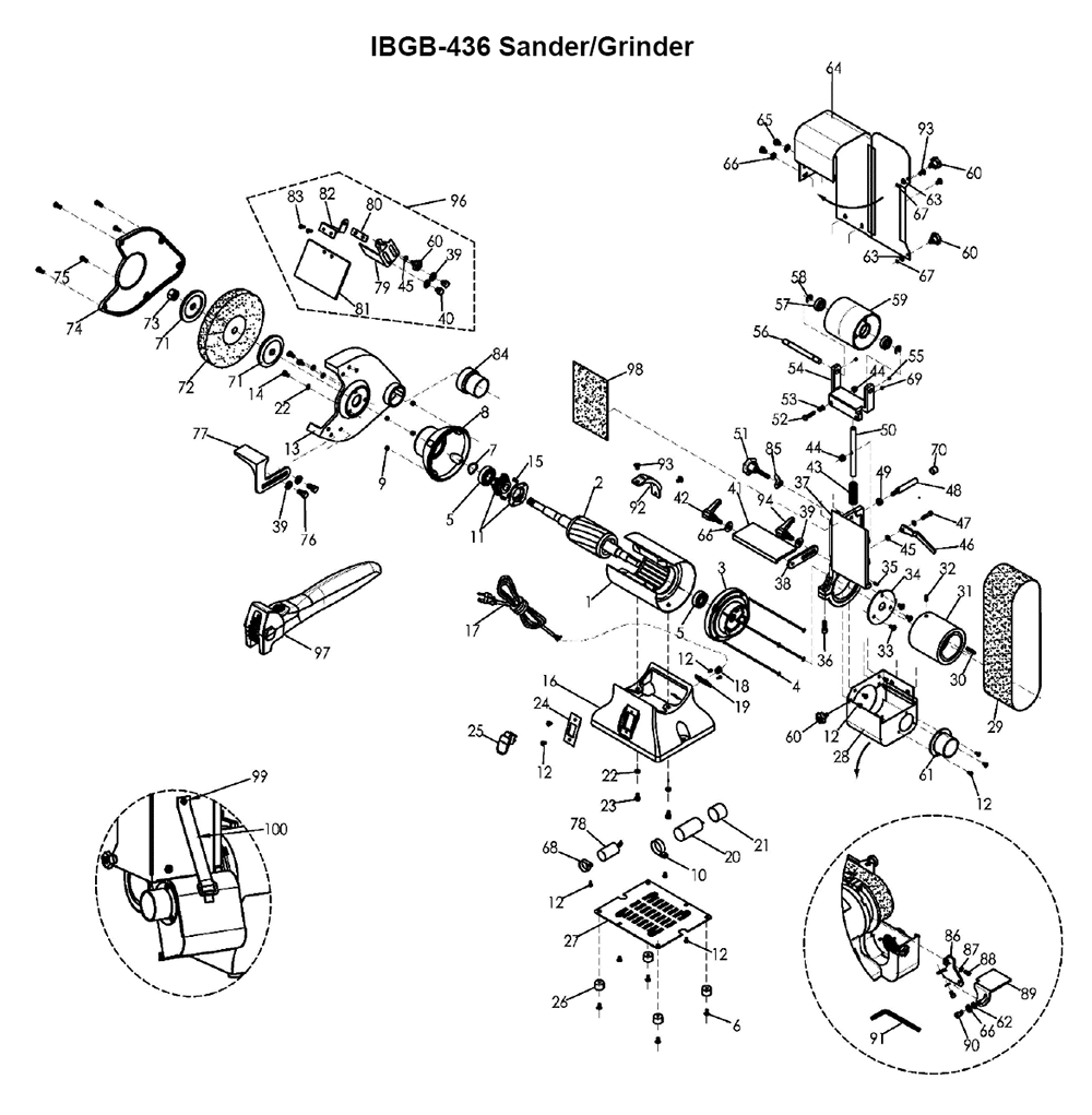 Fig-0 Diagram and Parts List for 578436  Jet Sander Grinder