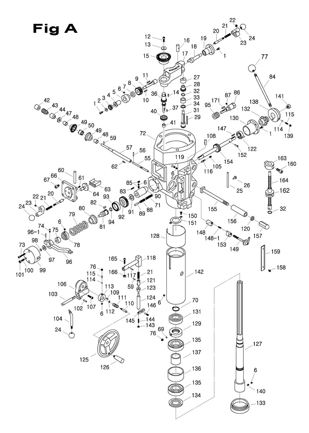 Fig-7 Diagram and Parts List for 690020  Jet Mill