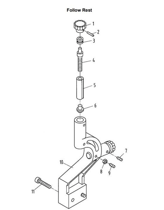 Follow Rest Diagram and Parts List for 321459 GH-1340W Jet Lathe