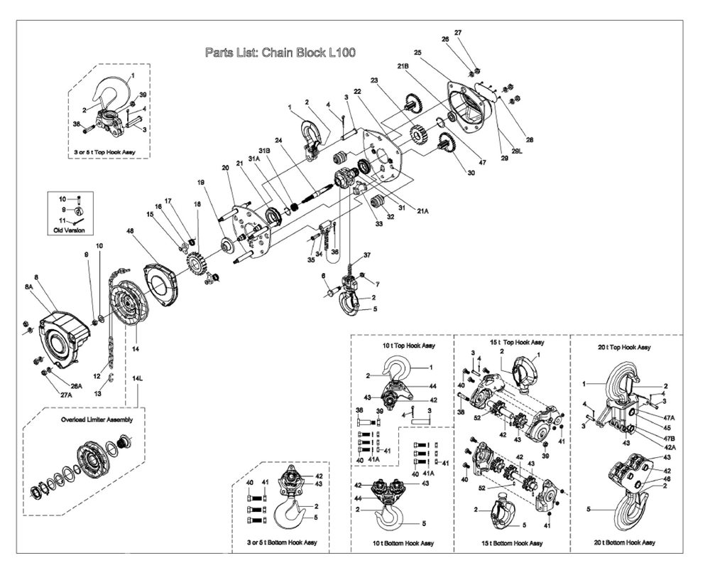 Page 1 Diagram and Parts List for 101110  Jet Hoist & Winch