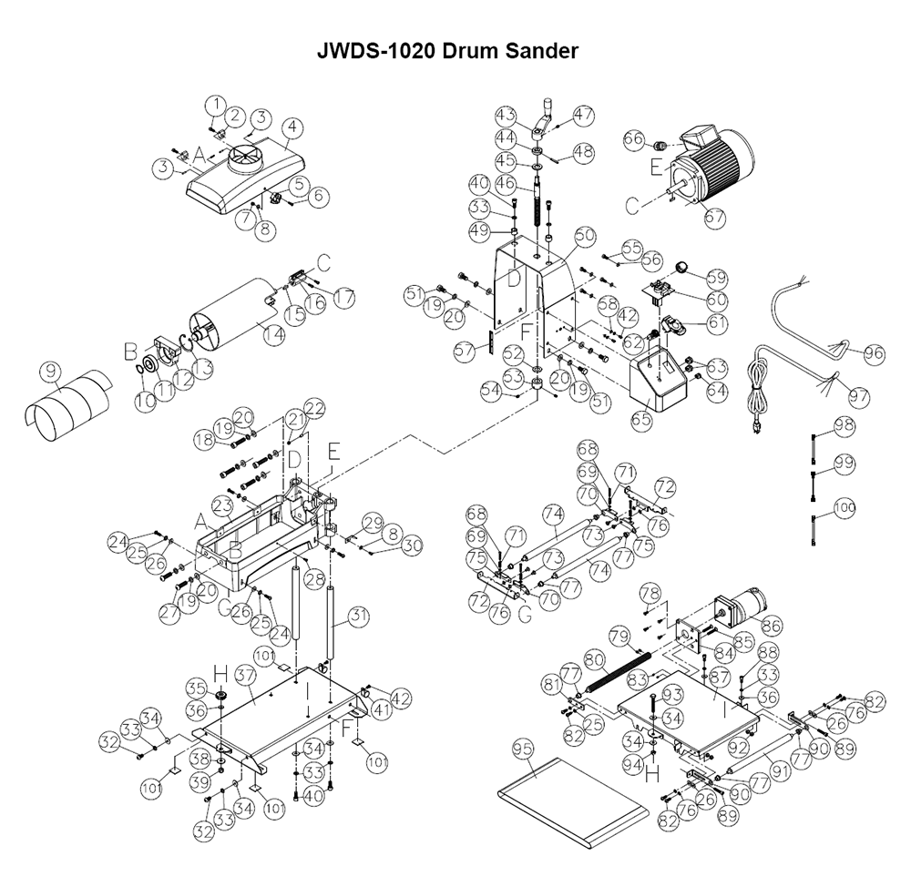 Fig-0 Diagram and Parts List for 723510  Jet Sander Grinder