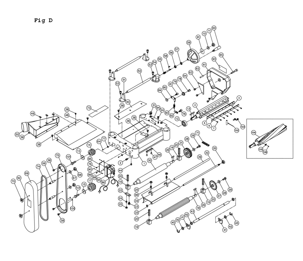 Fig-3 Diagram and Parts List for JWP-15HH 708543 Jet Planer Jointer
