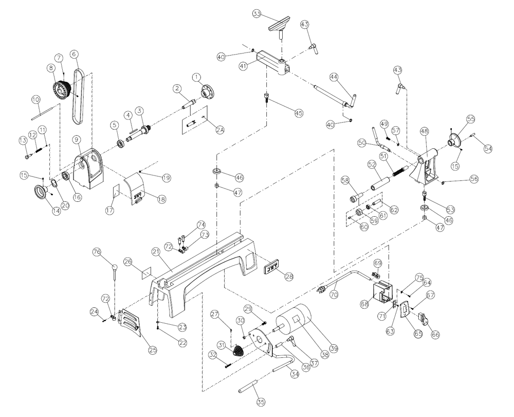 Fig-0 Diagram and Parts List for JWL-1015VS 719110 Jet Lathe