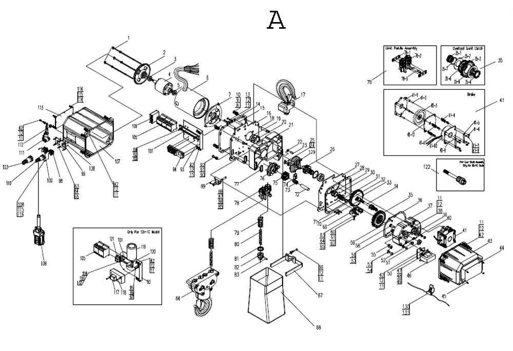 Fig-2 Diagram and Parts List for 511500  Jet Hoist & Winch