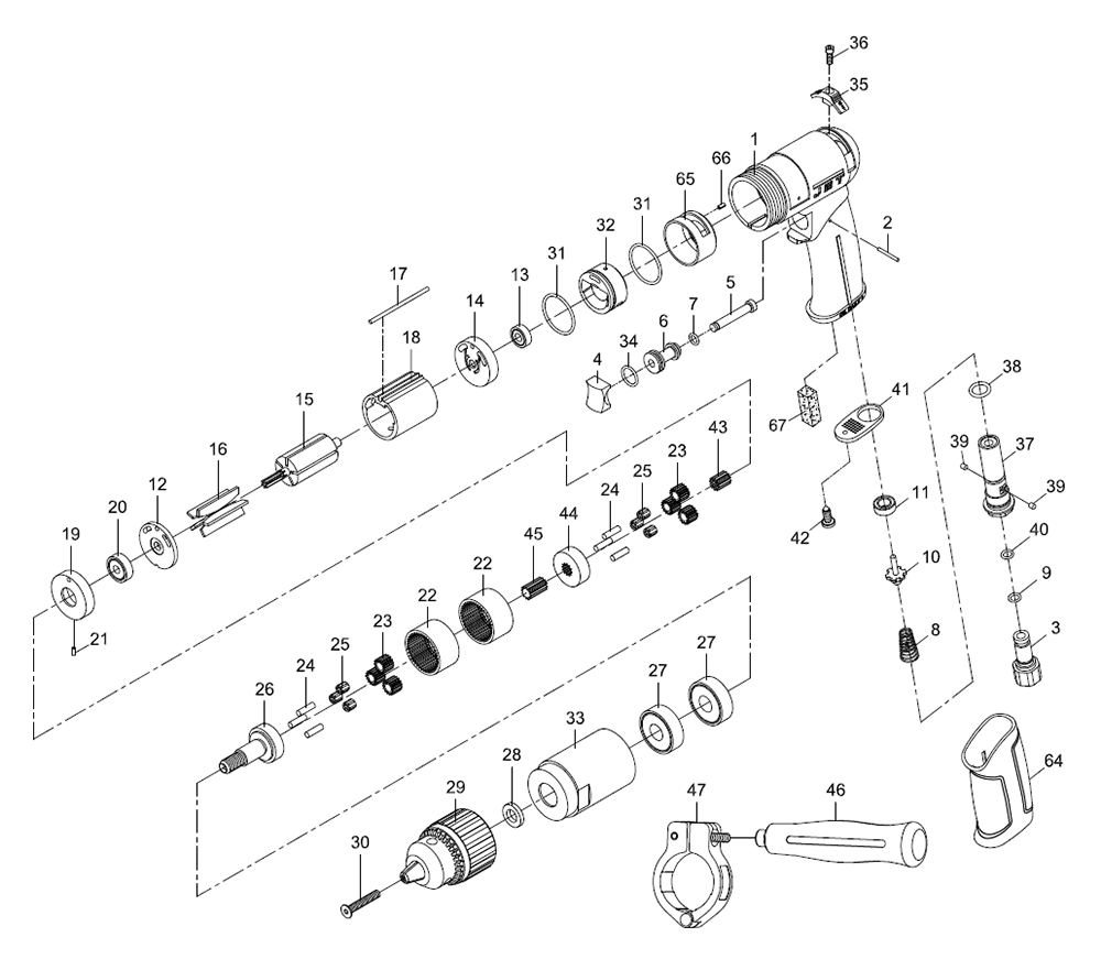 Fig-0 Diagram and Parts List for 505611  Jet Drill